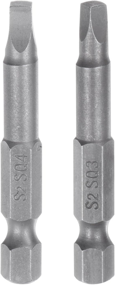 2pcs SQ3 SQ4 Square Screwdriver Bit 1/4" Hex Shank 2" Length Magnetic Security Screw Driver Power Tool...