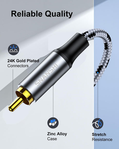 SNANSHI 2RCA Cables 5FT- 2RCA Male to 2RCA Male Stereo Audio Cable Nylon Braided, Double Shielded 2RCA to 2RCA Audio Cable for Home Theater, Ampli...