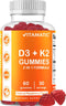 Vitamatic Vitamin D3 K2 Gummies - 60 Count - Supports Healthy Bone, Heart & Calcium Absorption, & Immune Health - Plant Based, Non-GMO, Gluten Fre...