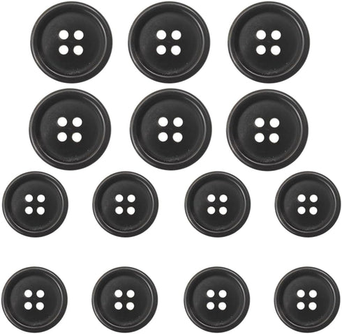 14 Pieces Natural Real Horn Buttons Set for Blazer and Suit, 20mm 15mm Genuine Buffalo Buttons Set for Men Women's Jacket Coat Uniforms Black...