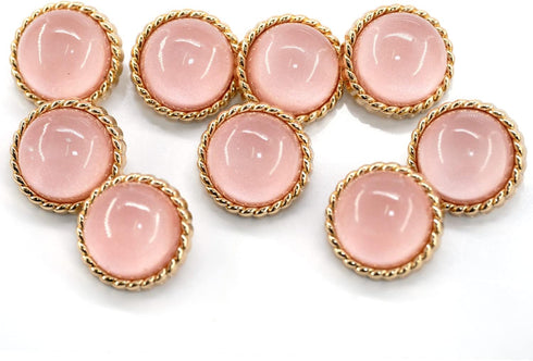 20 pcs Clear Glass Dome Pink Shimmer Layer Sewing Metal Shank Coat Buttons -25mm -1"...