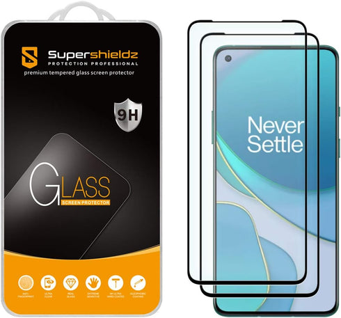 Supershieldz (2 Pack) Designed for OnePlus 8T 5G and OnePlus 8T+ / Plus 5G Tempered Glass Screen Protector, (Full Screen Coverage) Anti Scratch, B...