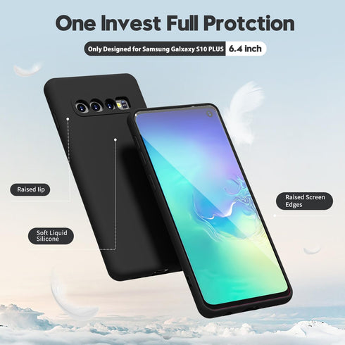 oakxco Designed for Samsung Galaxy S10 Plus Phone Case Liquid Silicone Grip, Cute Thin Slim Soft Rubber TPU Plain Smooth Gel Cover for Women Girl ...