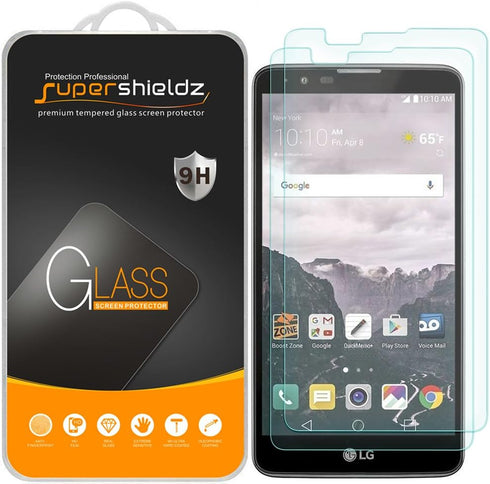 Supershieldz (2 Pack) Designed for LG (Stylo 2) Tempered Glass Screen Protector, 0.33mm, Anti Scratch, Bubble Free...
