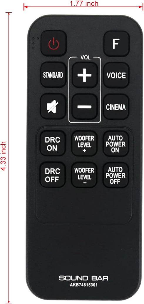 AKB74815301 Replaced Remote fit for LG Soundbar Sound Bar S55A3-D LAS454B S45A1-D LAS453B SH3B SPH3B-W SH3K SJ4Y SPH4B-W LAS485B SPH4BW S45A1D S55...