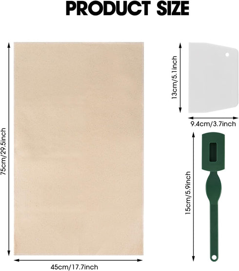 Proofing Cloth for Bread Baking 18x29 Inches Linen Cloth Reusable Bread Proofing Cloth with Dough Scraper & Bread Lame for Rolling Dough, Baguette...