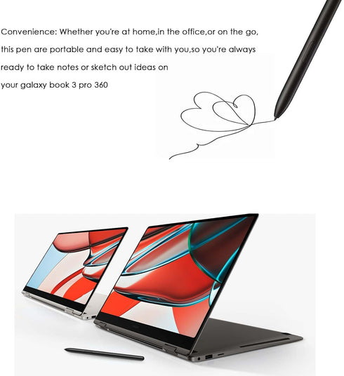 Black for Samsung Galaxy Book 3 360 Pen Galaxy Book 3 Pro 360 S Pen for Samsung Galaxy Book 3 Pro Stylus Pen with Galaxy Book 3 Nibs Replacement(B...