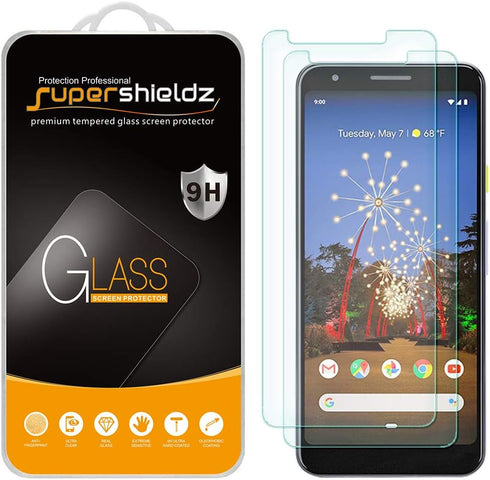 Supershieldz (2 Pack) Designed for Google (Pixel 3a) Tempered Glass Screen Protector, 0.33mm, Anti Scratch, Bubble Free...