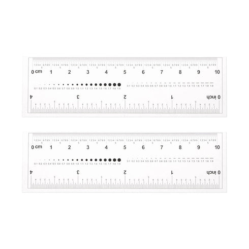 2pcs Film Flexible Ruler 4 Inch 0.1mm Scale PET Plastic Covered Folding Straight Ruler Calibration Soft Ruler Measuring Tool for Factory, Transpar...