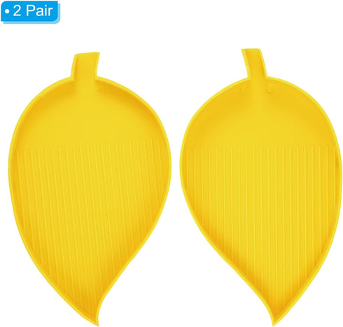 PATIKIL 2pcs Diamond Painted Tray, 15x9cm Diamond Art Trays Leaf Bead Rhinestone Sorting Tray Organizer Large Plate Craft Tool, Yellow...