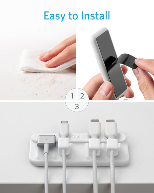 Anker Magnetic Desktop Cord Holder, Multipurpose Wire Keeper for Lightning, USB-C, Micro Cables - Sticks to Wood, Marble, Metal, Glass (White)...