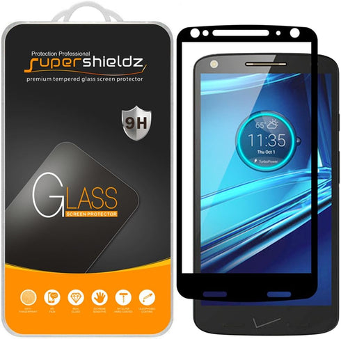 Supershieldz (2 Pack) Designed for Motorola (Droid Turbo 2) Tempered Glass Screen Protector, (Full Screen Coverage) Anti Scratch, Bubble Free (Bla...