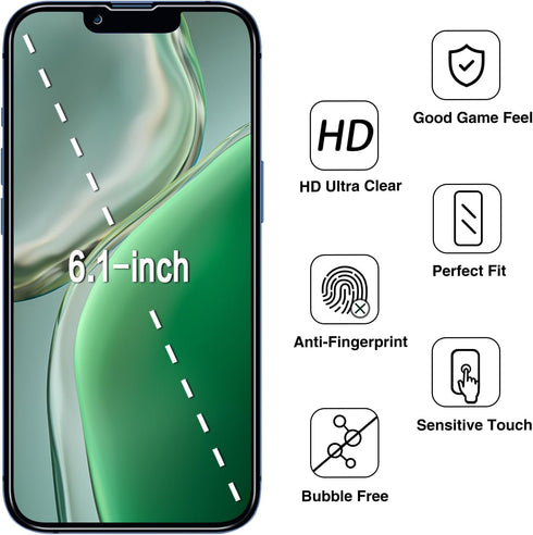(2 Pack) HPTech Privacy Screen Protector Designed for iPhone 13 and iPhone 13 Pro 6.1-inch Anti-Spy Tempered Glass, Anti Scratch, Bubble Free......