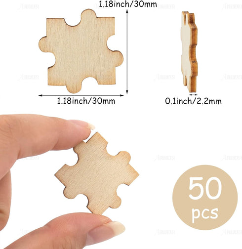 AUEAR, Unfinished Wooden Blank Jigsaw Freeform Wood Piece for DIY Crafts Arts Card Making (50 Pack)...