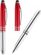 PATIKIL Ballpoint Pen with Stylus Tip and LED Flashlight, 2 Pack 3 in 1 Metal Pen Black Ink 1.0mm Medium Point Stylus Pen for Touch Screens, Red...