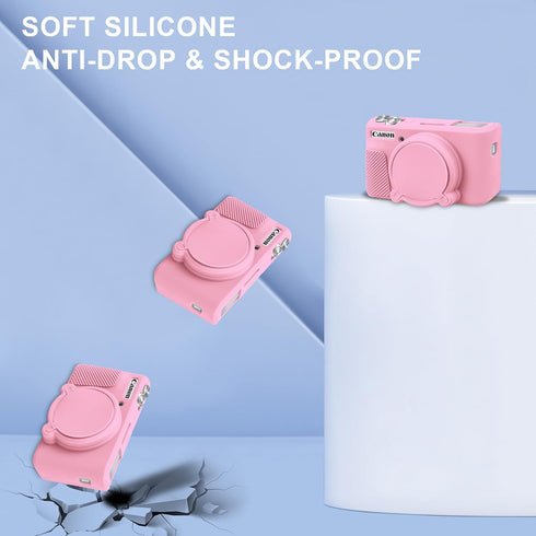 BOVKE Silicone Camera Case for Canon PowerShot SX740/ SX730 Digital Camera, SX740 Camera Soft Case Cover Rubber Camera Sleeve with Removable Lens ...