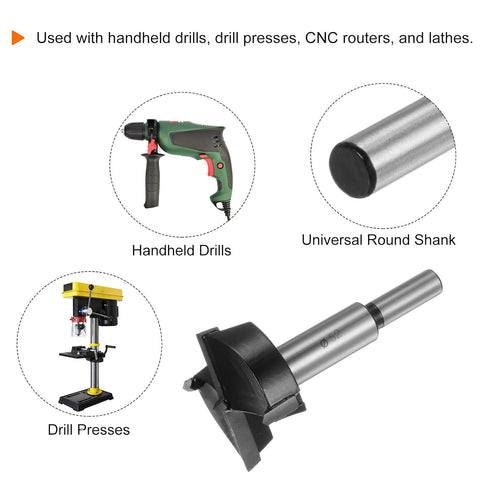 Forstner Drill Bit 52mm (2-1/16") Tungsten Carbide Wood Forstner Bit Opener Cutter for Hinge Hole Drilling Woodworking, Black...