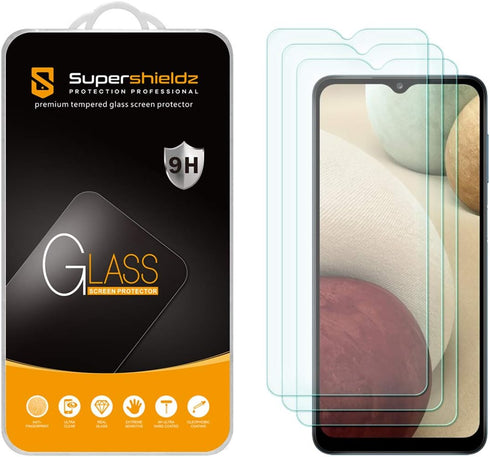 Supershieldz (3 Pack) Designed for Samsung Galaxy A13 5G / A13 LTE / A12 Tempered Glass Screen Protector, Anti Scratch, Bubble Free...