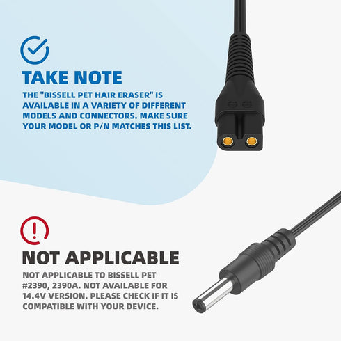Pet Hair Charger for Bissell Pet Hair Lithium Ion Vacuum 2389 2286A 2286 22862 2482 2389C for Powerlifter Ion Pet 2-in-1 Vacuum 2482, 1616326 161-...