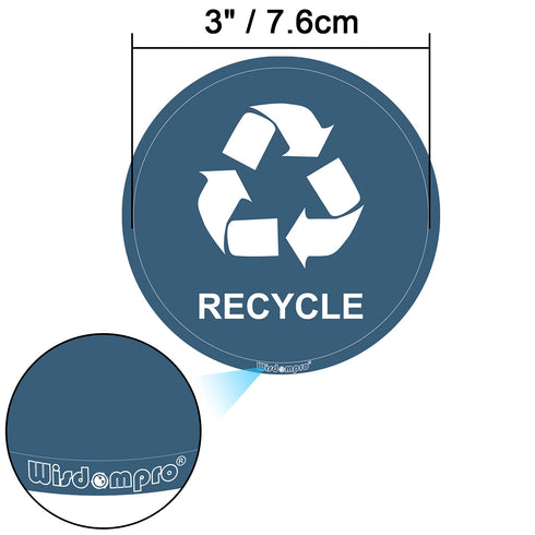 Wisdompro Recycle Sticker for Trash Can, 8 Pack of 3 inch Round Self Adhesive Trash and Recycling Stickers for Trash Bins, Garbage Containers, Ind...