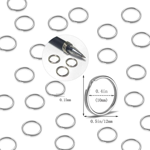 100 Pcs Split Ring, Small Key Rings Bulk Split Keychain Rings DIY Craft Metal Keychain Connector Accessories (12mm)...