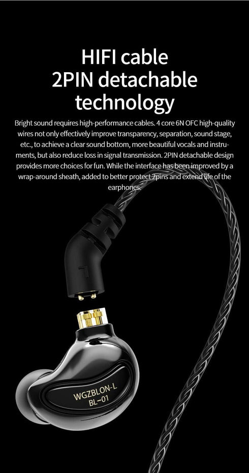 keephifi in-ear Headphones BLON BL01 10mm Bio-Fiber Diaphragm Earphones for Powerful Sound, HiFi Bass Noise-canceling, No Latency Earbuds for Game...