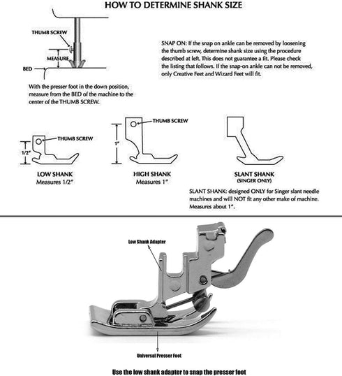 1/4'' (Quarter Inch) Quilting Patchwork Presser Foot with Edge Guide and Clear View 1/4" Presser Foot for All Low Shank Snap-On Singer, Brother, B...