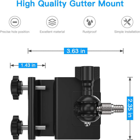 HOLACA Gutter Mount for Arlo and Eufy Cameras, Black, 360-Degree Rotation, 90-Degree Tilt, Secure Mounting...
