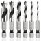 Mesee 6Pcs Brad Point Stubby Drill Bits Set, HSS 4241 Steel with 1/4" Quick Change Hex Shank, Spiral Twist Bit for Metal/Aluminum Iron/Sheet Coppe...