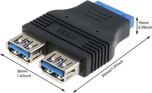E-outstanding 20 Pin USB 3.0 Header Female to Dual USB 3.0 Female Splitter Adapter Motherboard Extension Connector...