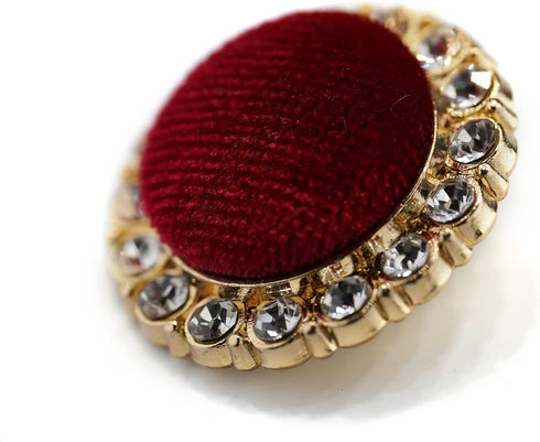 20 pcs Rhinestone Surrounded Red Velvet Metal Shank Buttons for Coats -25mm -1"...