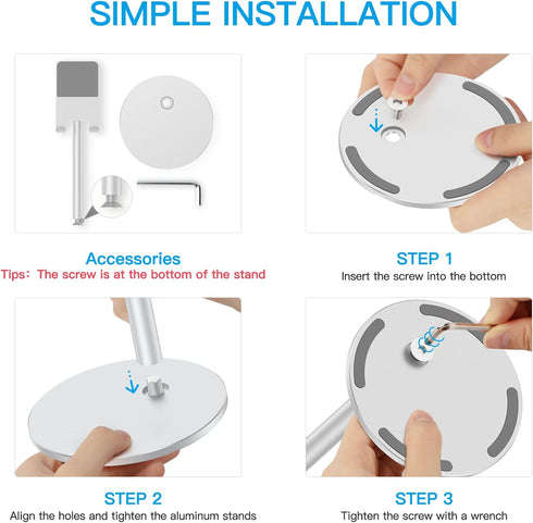 Cell Phone Stand, OMOTON Angle Height Adjustable Phone Holder, Aluminum Desktop Phone Dock for Desk, Compatible with iPhone 13/Mini/Pro/Max, All S...