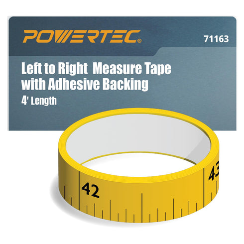 POWERTEC 4' Measuring Tape with Adhesive Backing, Left to Right Imperial, Peel & Stick Metal Tape for T Track, Workbench, Table Saw, Band Saw, Mit...
