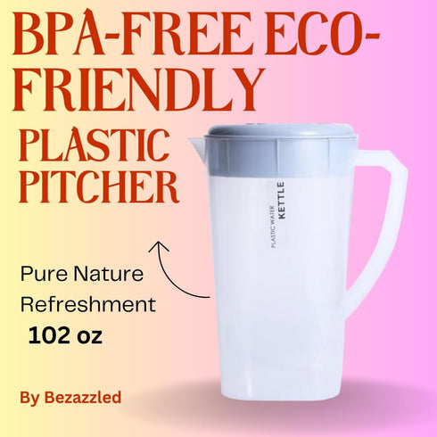 3 Litre/0.79 Gallon Plastic Pitcher with LidBPA-FREE Eco-Friendly juice containers with lids Water Jug for Hot/Cold Juice Beverage Ice Tea Kettle ...