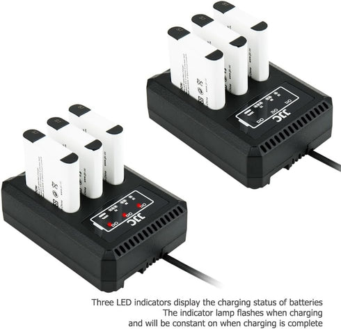 JJC DB-110 Battery Charger USB Multi-Slot for Ricoh GR IIIx HDF GRIIIx GR3x GR III HDF GRIII GR3 WG-6 G900, LI-90B LI-92B Battery Charger for Olym...