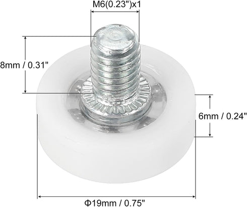 PATIKIL 19mm Drawer Rollers, 6 Pack Plastic Drawer Pulley Replacement Wheels Bearing Small Pulley with Nuts...