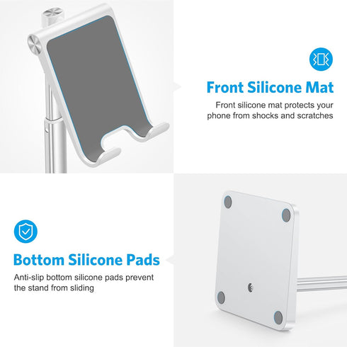 OMOTON Cell Phone Stand, Adjustable Angle Height Desk Phone Dock Holder for iPhone SE 16 Pro Max/Plus/XS/XR, Samsung Galaxy S20 / S10 / S9 / S8 an...