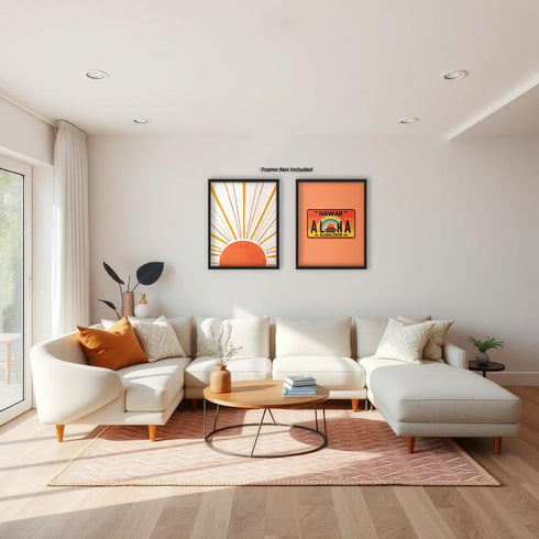 Posterizer 2 pcs-Boho Minimalist Abstract Sunshine & Aloha Hawaii-Adventure Abstract Modern Art- Gift for Nature, Surfers and Beach Lovers-Living...