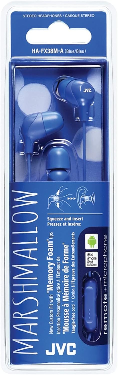 JVC Memory Foam Earbud Marshmallow Memory Foam Earbud with Mic Blue (HAFX38MA)......