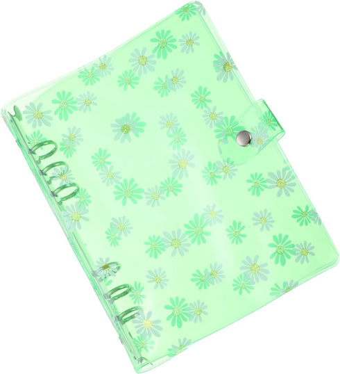 PATIKIL A5 Flower Clear Binder Cover, Soft PVC Loose Leaf Binder Protector Refillable Notebook Shell with Snap Button Closure for DIY Meeting Note...