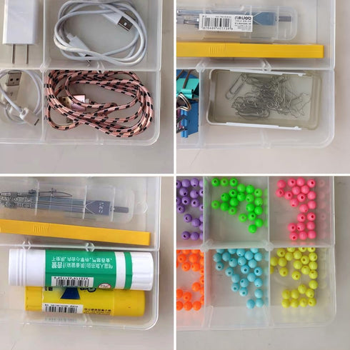2 Packs 8-Compartments Art Supply Container, Clear Plastic Organizer Box with Dividers for Crafts Jewelry Fishing Tackles Hardware Metal...