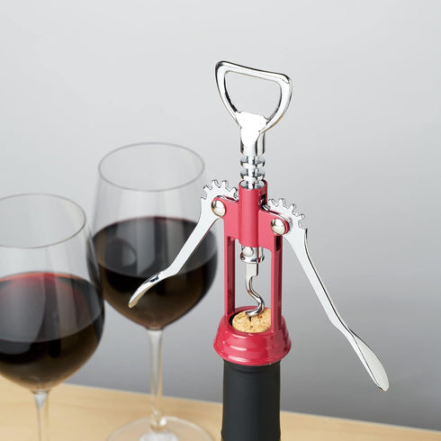 True Soar Winged Corkscrew Wine Opener Manual, Heavy Duty Stainless Steel Cork Openers in Chrome Finish, Home Bar Accessories Bar Tools, Set of 1 ...