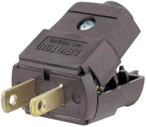 Leviton 101-P 15 Amp, 125V, NEMA 1-15P, 2P, 2W, Plug, Straight Blade, Residential Grade, Polarized, Non-Grounding, 10-Pack, Brown...