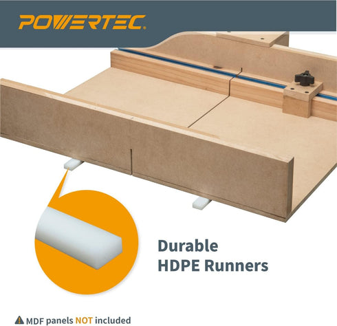 POWERTEC 17" HDPE Miter Bar w/Screws for Table Saw Sled, Taper Jig, Miter Slot Runners, Fits 3/4" x 3/8" Slot on Table Saw, Router Table, Band Saw...