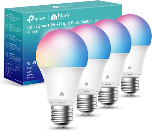 Kasa Smart Light Bulbs, Full Color Changing Dimmable Smart WiFi Bulbs Compatible with Alexa and Google Home, A19, 9W 800 Lumens,2.4Ghz only, No Hu...