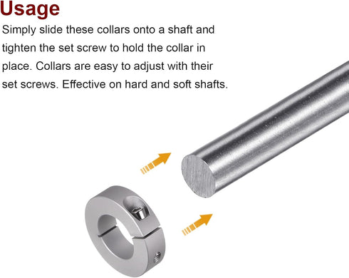 4pcs Shaft Collar 30mm Bore Aluminum Alloy Set Screw Split Clamp-On Collars, 55mm OD, 15mm Width, for Wheel Barrow Axle, Gearbox Assemblies, Machi...