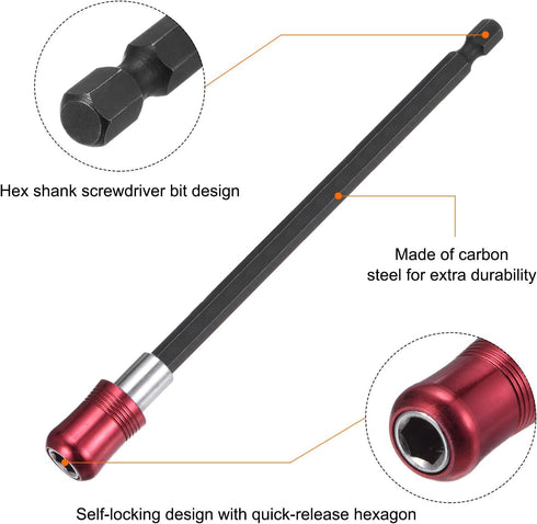 6pcs 150mm Magnetic Screwdriver Bits Holder Extension Quick Release Drill Bit Chuck Adapter with 1/4" Hex Shank for Socket Driver Adapter Power To...