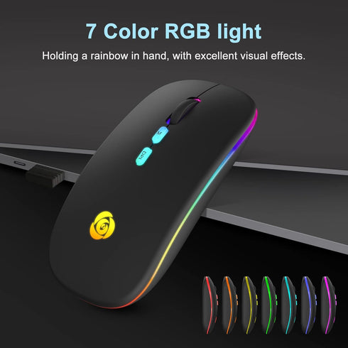 CC Store LED Wireless Bluetooth Mouse &2.4GHz Instant Connection,Rechargeable Ultra Silent Slim,3 Adjustable DPI 2 Connection Modes with USB-C to ...