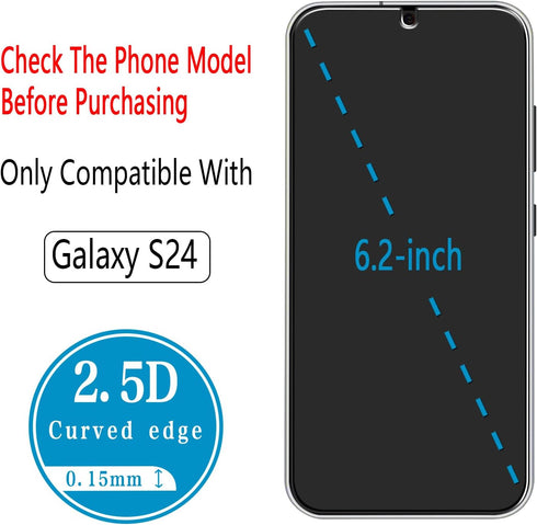 by HPTech (2 Pack) Designed for Samsung Galaxy S24 5G 6.2-inch Tempered Glass Screen Protector, Anti Scratch, Bubble Free...