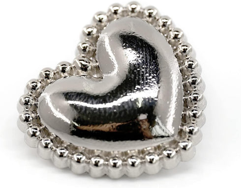20 pcs Electroplated Silver Metal Heart Sewing Shank Coat Buttons -23mm -7/8"...